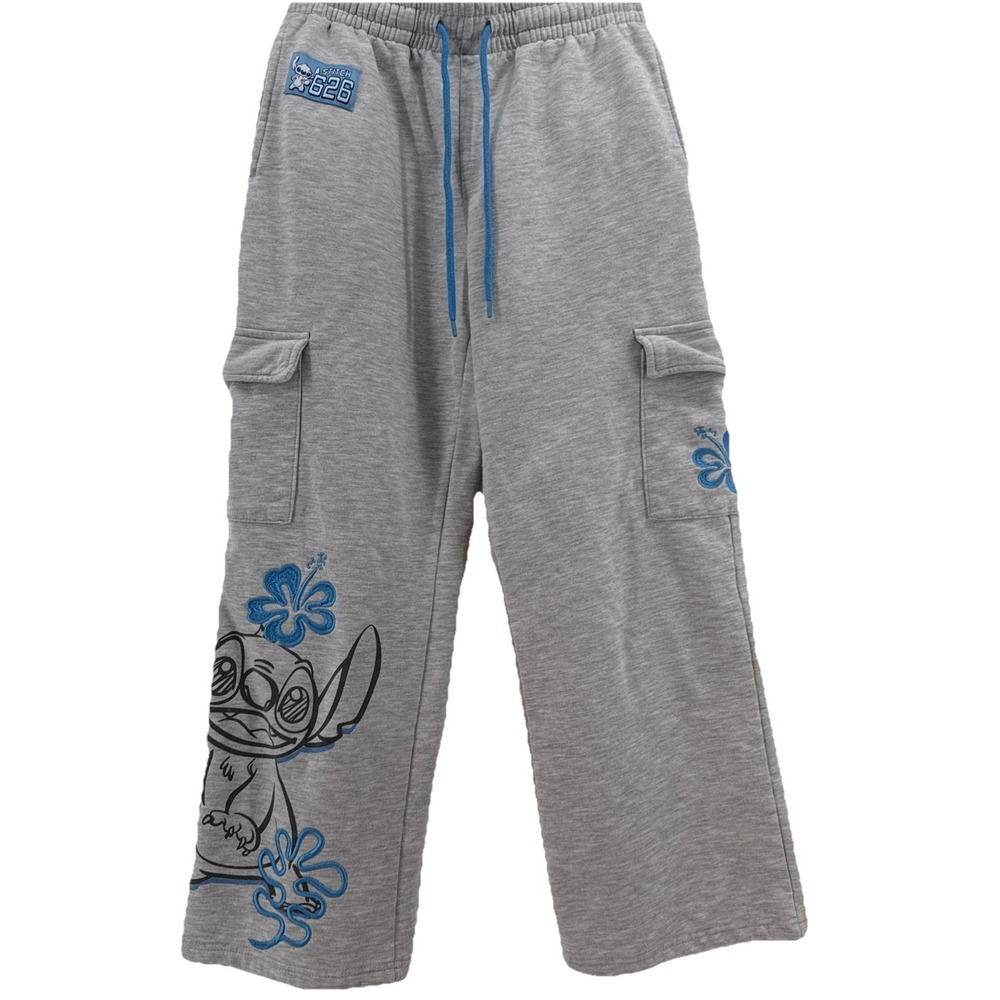 Disney Stitch Women's Embellished Cargo Joggers Gray Size S 3/5 - Picture 1 of 8